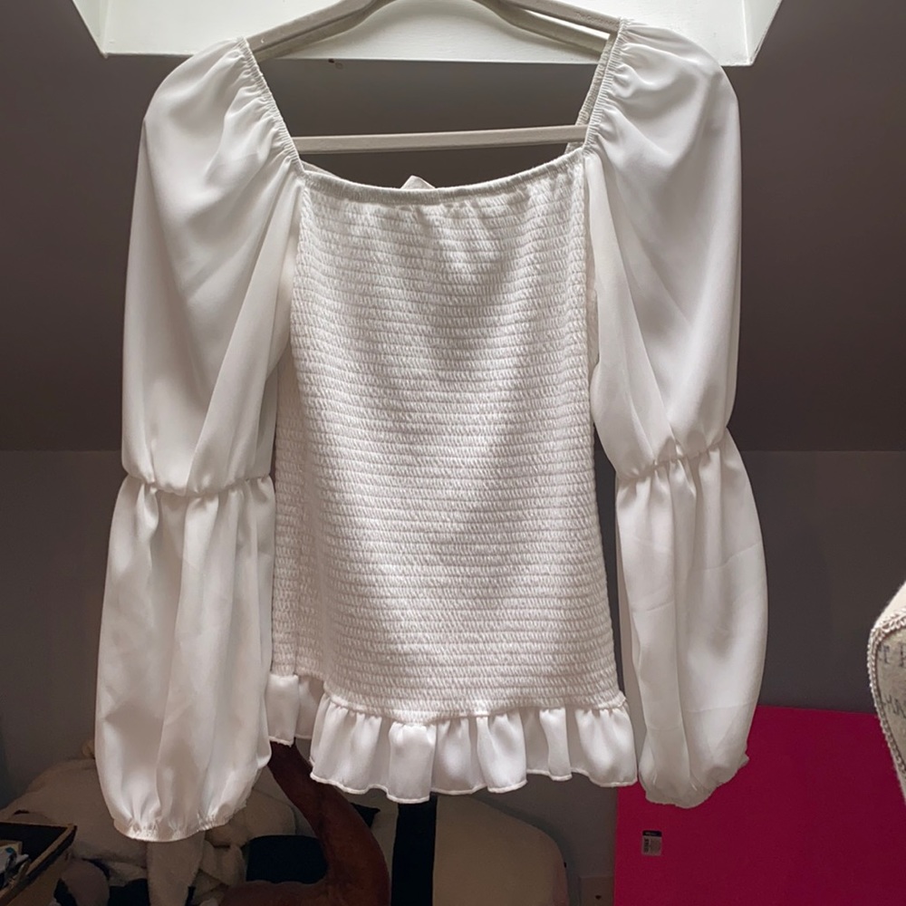 Puff long sleeve white top